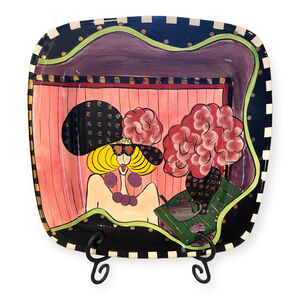 SWAK Aunt Gertie Signed Wall Art Plate Platter Lynda Corneille 2002 Ceramic READ